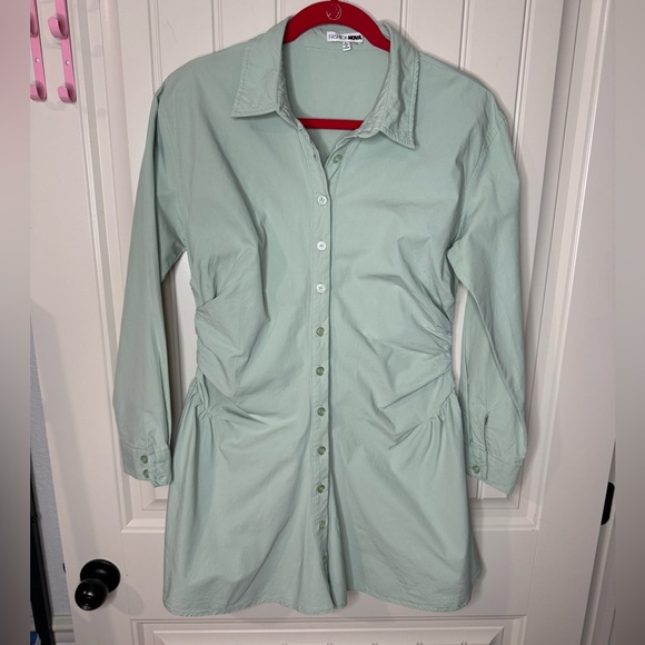 2/for $20 🪩 FASHION NOVA Sage Green Button-Up Shirt Dress 🌿 (Large) - Picture 6 of 13